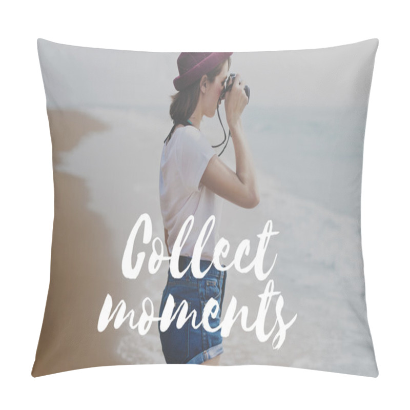 Personality  Girl In Hat Making Photos Pillow Covers