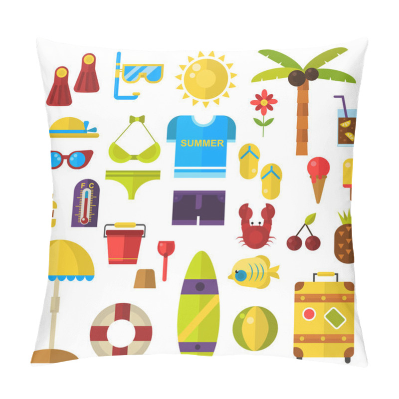 Personality  Summer Symbols Vector Icons. Pillow Covers