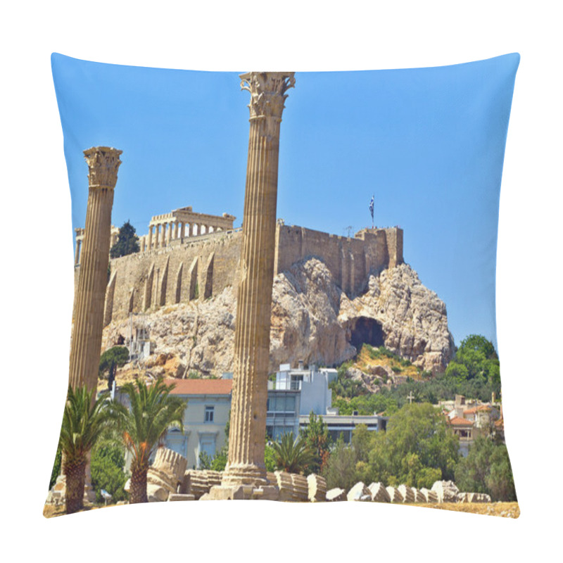 Personality  Temple Of Olympian Zeus And The Acropolis In Athens, Greece Pillow Covers