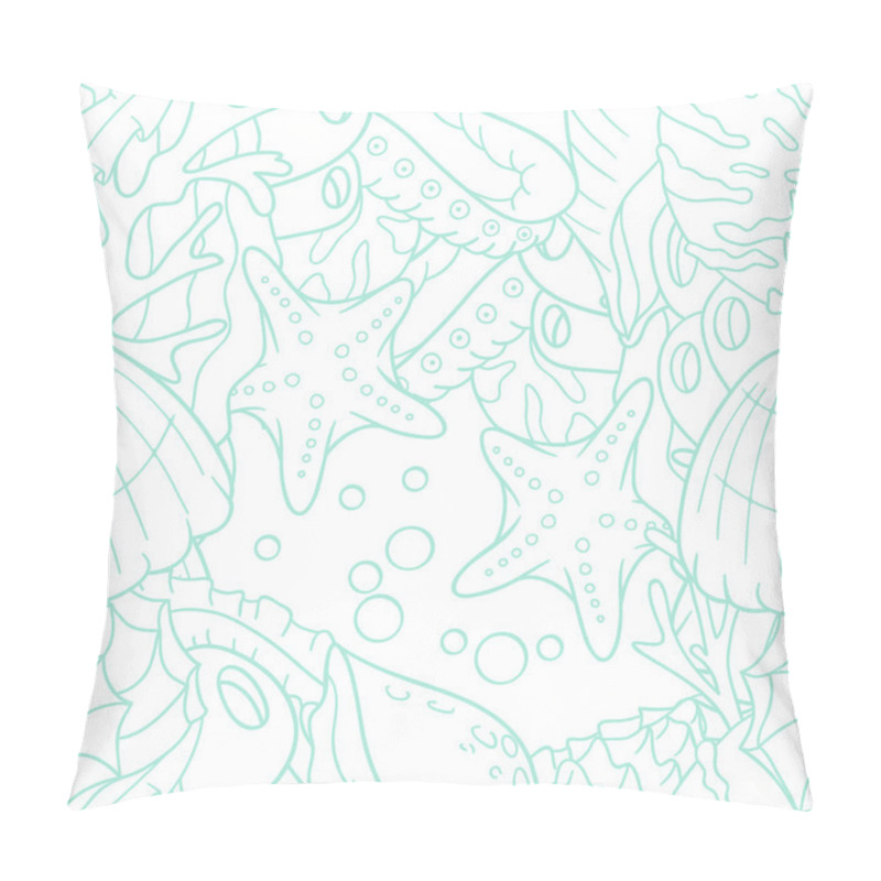 Personality  Outline Doodle Sea Seamless Pattern With Starfish And Shells Pillow Covers