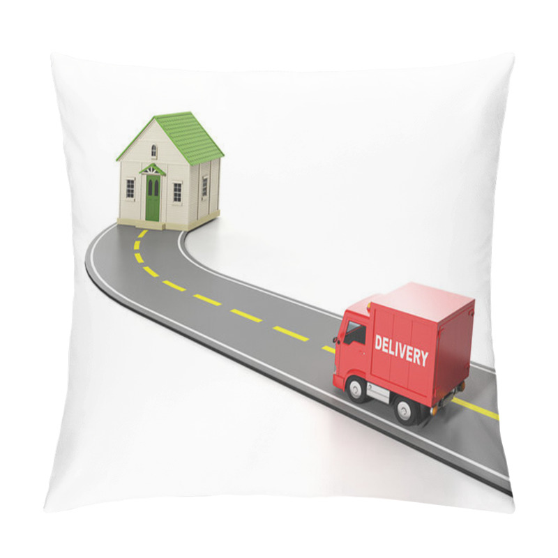 Personality  3d Illustration: Transportation, Cargo. Free Home Delivery Pillow Covers