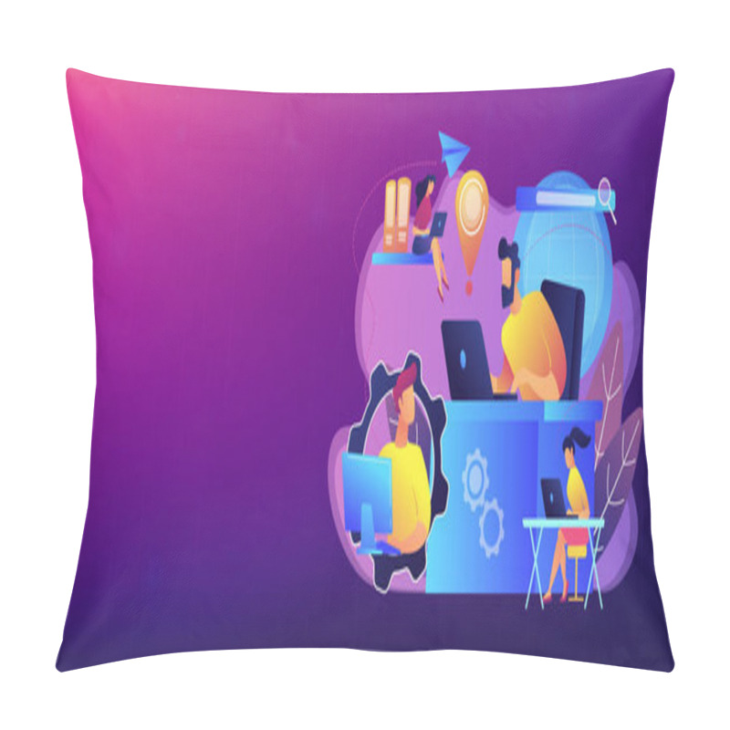 Personality  Global Network Connection Concept Banner Header. Pillow Covers