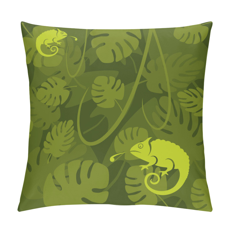 Personality  Vector Chameleon On A Leaf Background Pillow Covers