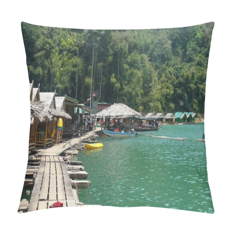 Personality  A Picturesque Village Built On Water In Khao Sok National Park, Thailand. The Stilt Houses Reflect The Harmony Between Nature And Local Life. Pillow Covers