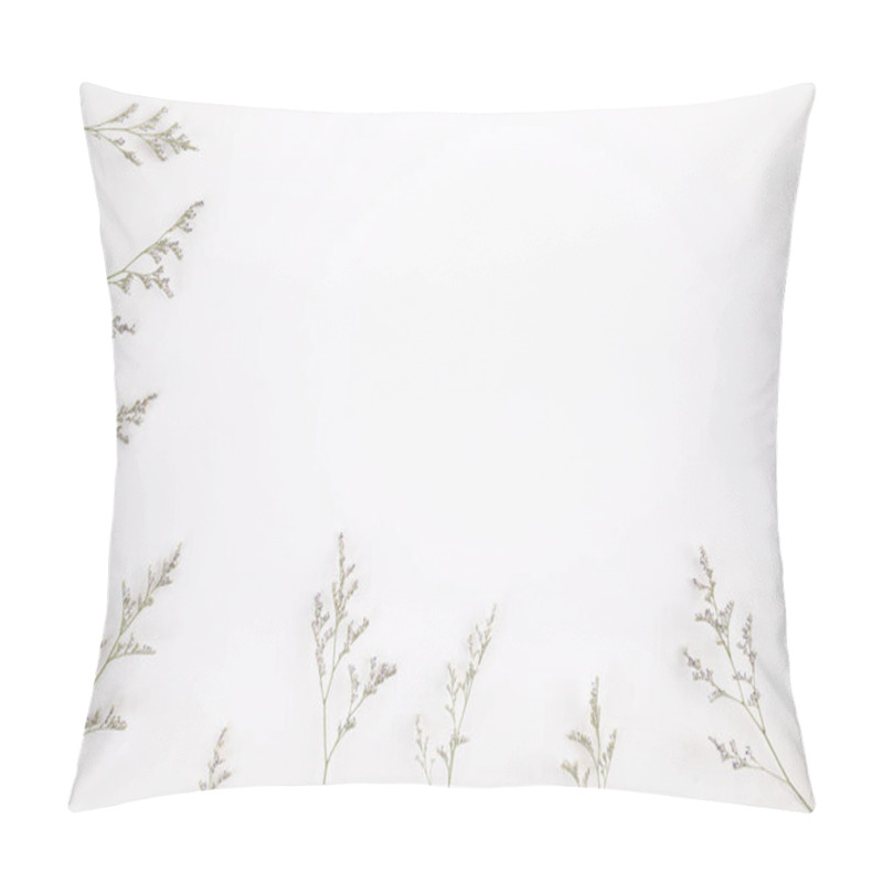 Personality  Caspia Flower Little Purple Flower Plant Isolated In White Background In Top View Pillow Covers