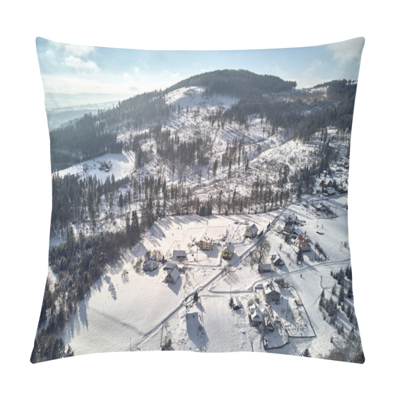 Personality  Beautiful Panoramic Aerial Drone View Panorama To The To The Istebna - Large Village And The Seat Of Gmina Istebna, Cieszyn County In Silesian Voivodeship, Southern Poland Pillow Covers