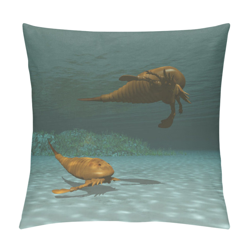 Personality  3d Illustration Of Two Eurypterids Pillow Covers