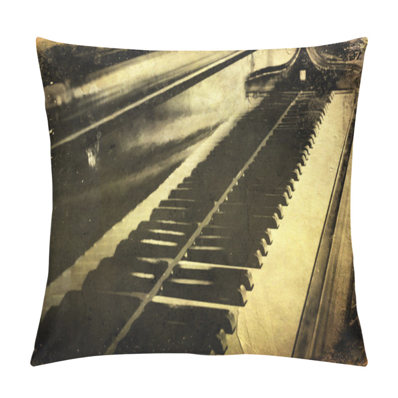 Personality  Grunge Piano Musical Background And Added Paper Texture Pillow Covers