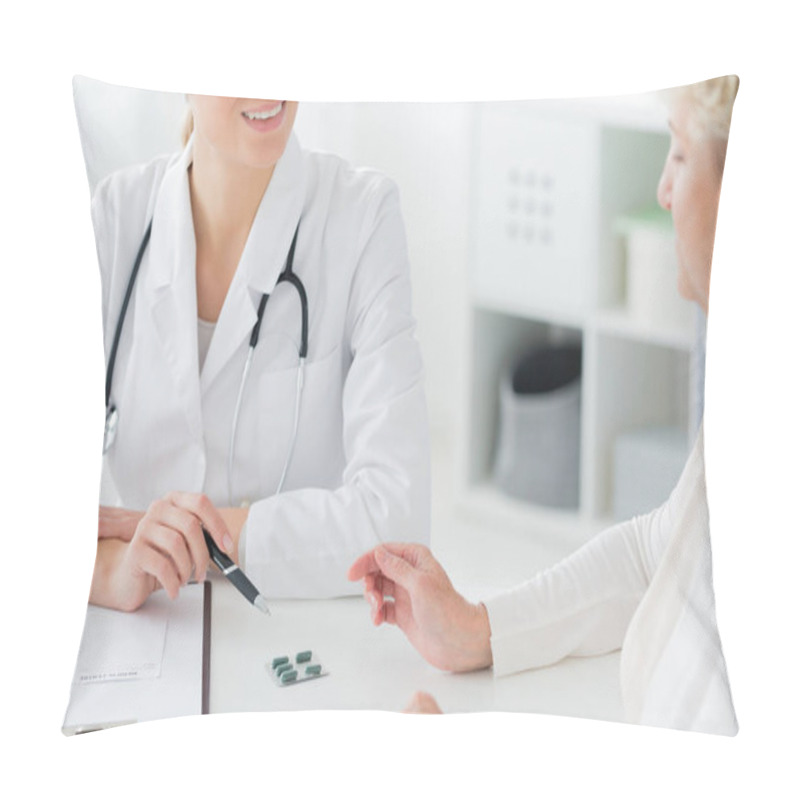 Personality  Doctor Prescribing Medication To Patient Pillow Covers