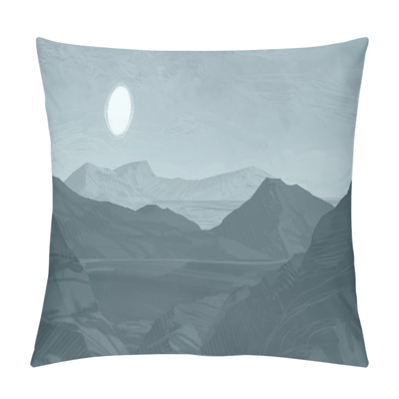 Personality  Abstract Silhouetted Background With Misty Mountains Pillow Covers