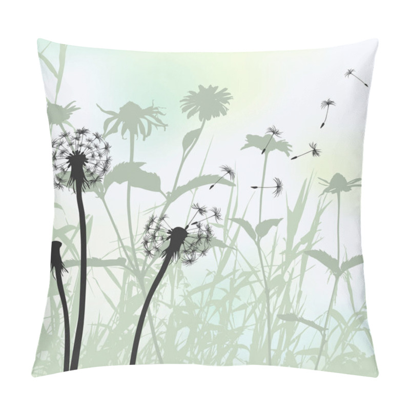 Personality  Floral Background, Dandelion Meadow Diuring Summertime Pillow Covers