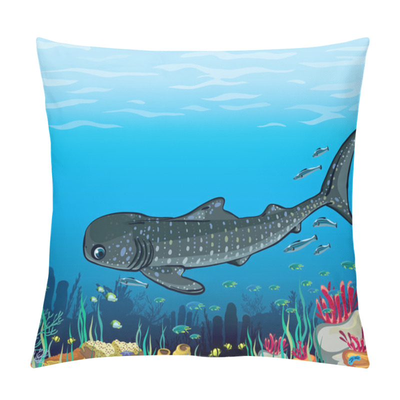 Personality  Whale Shark And Coral Reef. Pillow Covers