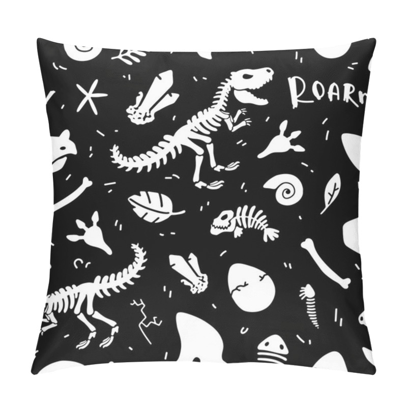 Personality  Dinosaur Skeleton And Fossils. Vector Seamless Pattern.  Pillow Covers