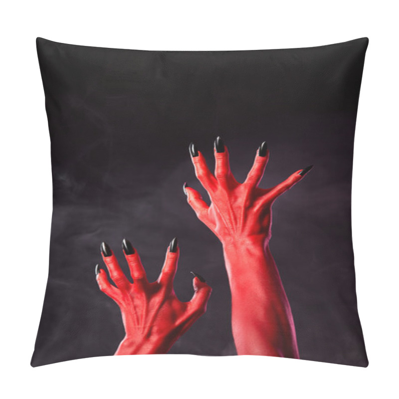 Personality  Horror Red Devil Hands With Black Nails Pillow Covers