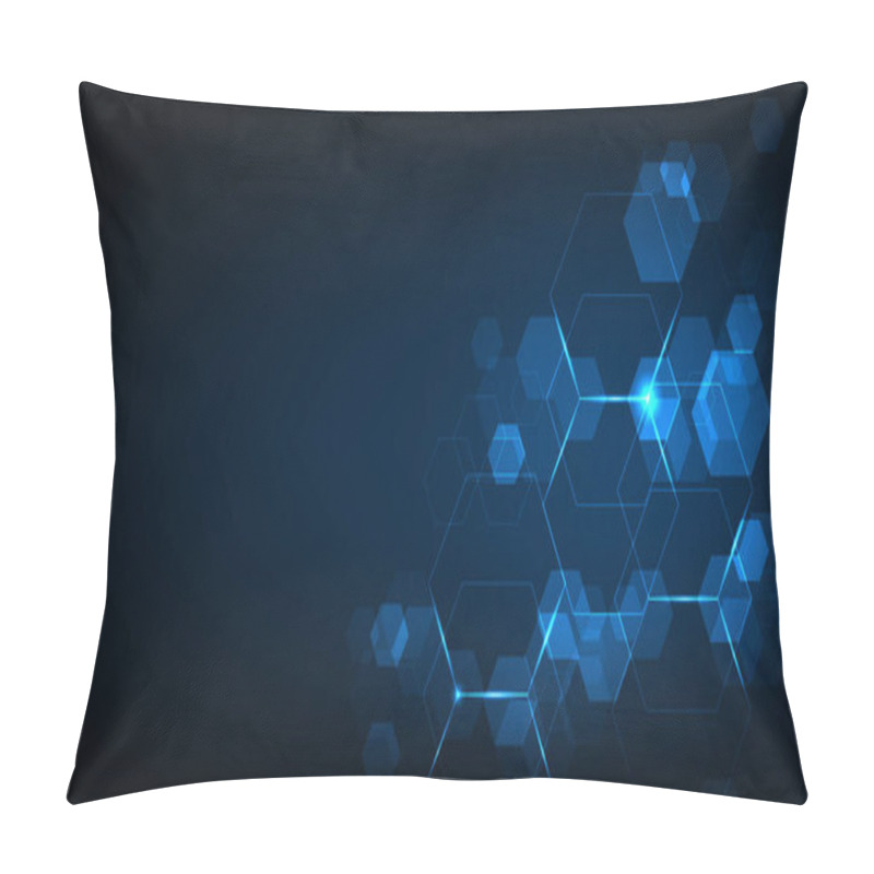 Personality  Hi-tech Digital Hexagon Background. Geometric Design With Hexagons On Dark Blue Background.  Pillow Covers