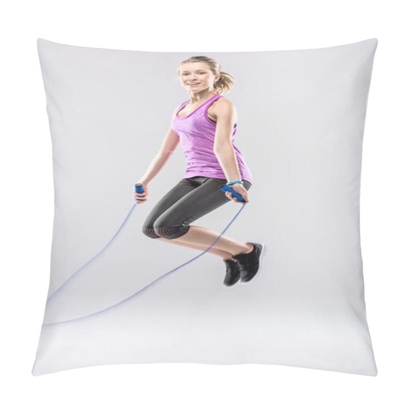 Personality  Woman Exercising With Skipping Rope  Pillow Covers