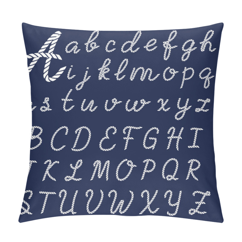 Personality  Letters Made From Nautical Rope. Hand Written Font, Alphabet. Vector Illustration Pillow Covers