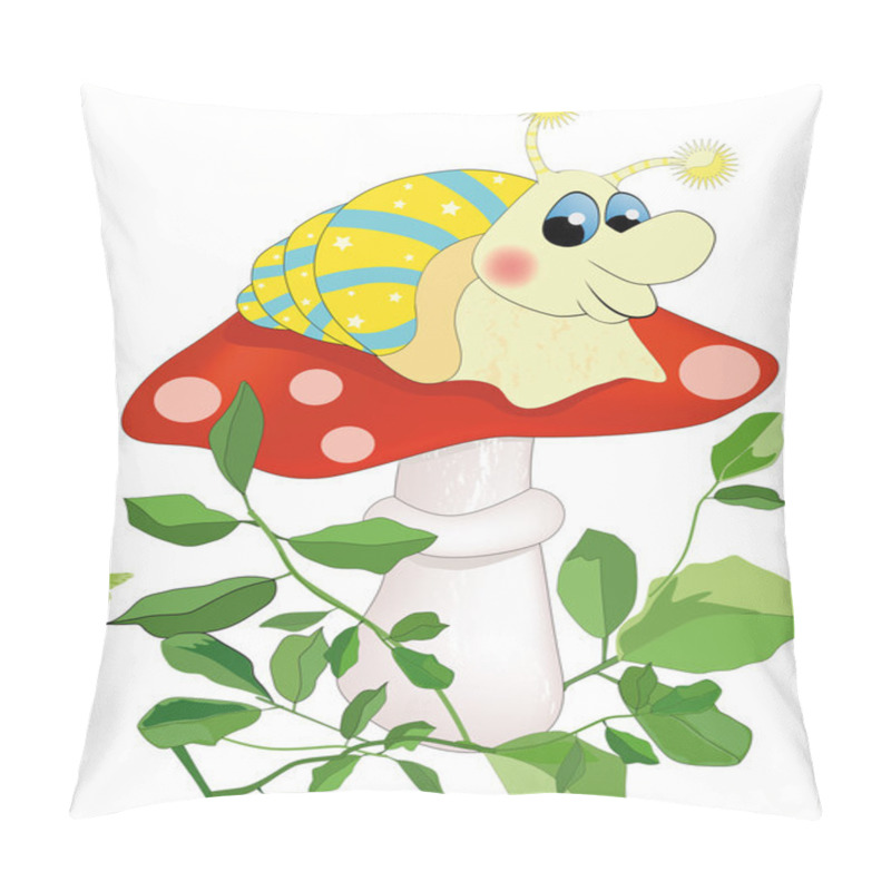 Personality  Snail Sitting On A Mushroom Pillow Covers