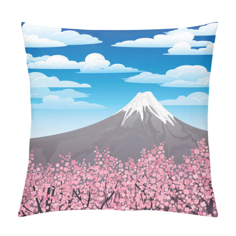 Personality  Japanese Pink Trees And Volcano Pillow Covers