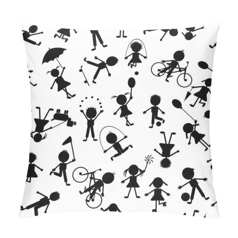 Personality  Seamless Background With Stylized Kids Playing Pillow Covers