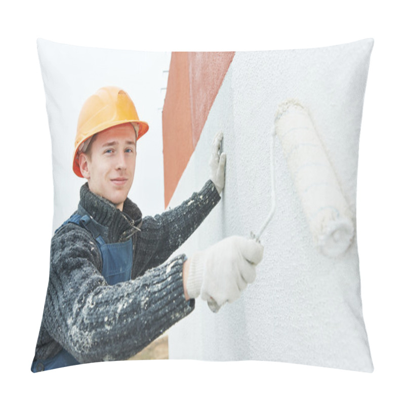 Personality  Builder Facade Painter At Work Pillow Covers