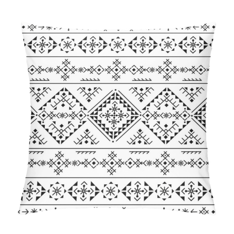 Personality  Iceland's Rune Art Style Geometric Tribal Line Art Vector Square And Long Design Collection, Black And White Set Inspired By Viking Patterns Pillow Covers