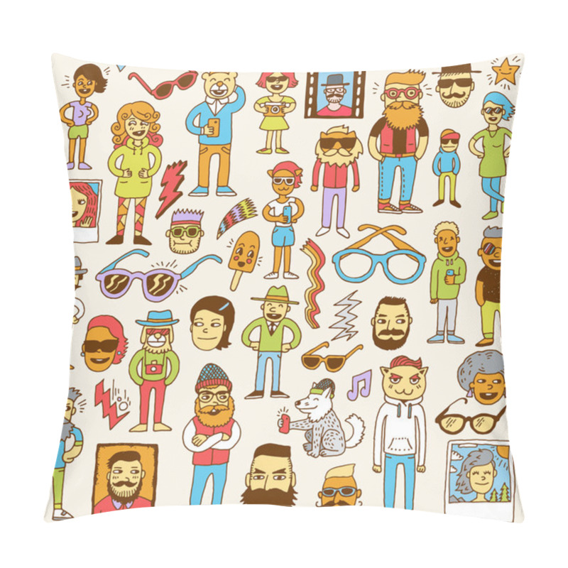 Personality  Doodle Hipsters Pillow Covers