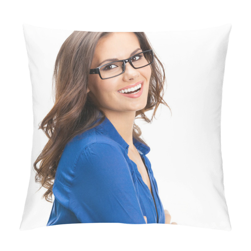 Personality  Happy Smiling Business Woman, Over White Pillow Covers