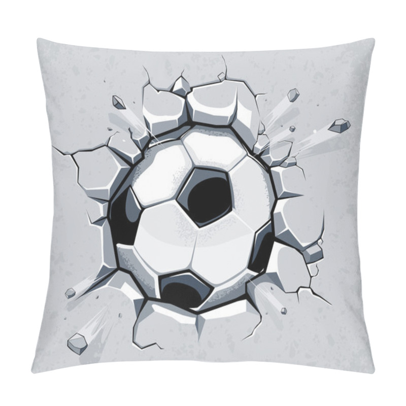 Personality  Soccer Ball And Old Plaster Wall Damage. Vector Illustration Pillow Covers