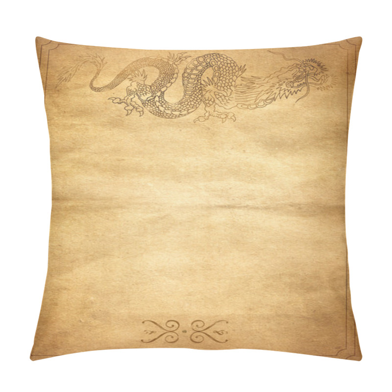 Personality  Yellow Paper With A Painted Dragon Pillow Covers