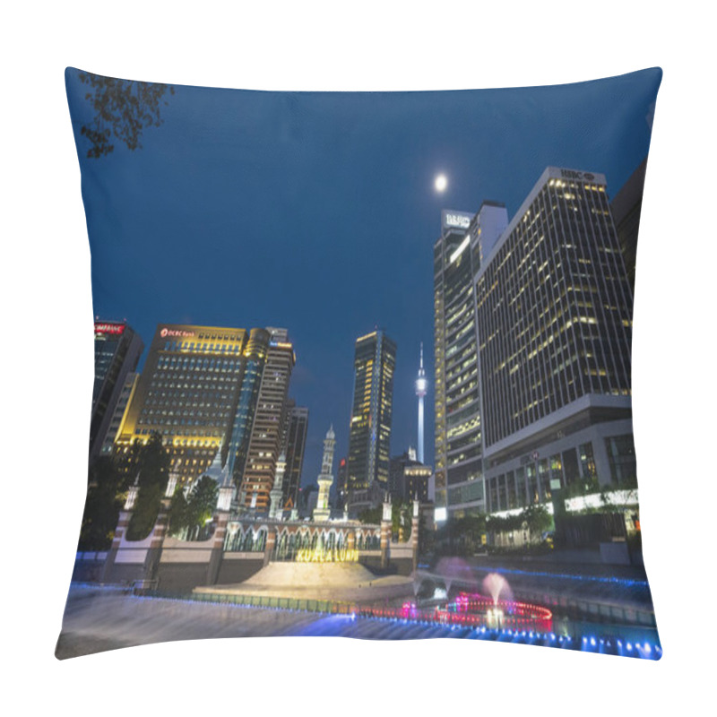 Personality  Kuala Lumpur, Malaysia. January 2019. A View Of Masjid Jamek Mosque At Sunset In Kuala Lumpur, Malaysia Pillow Covers