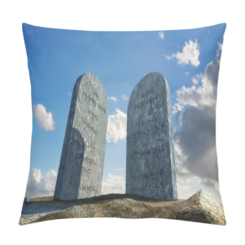 Personality  Ten Commandments Stones, Viewed From Ground Level Pillow Covers