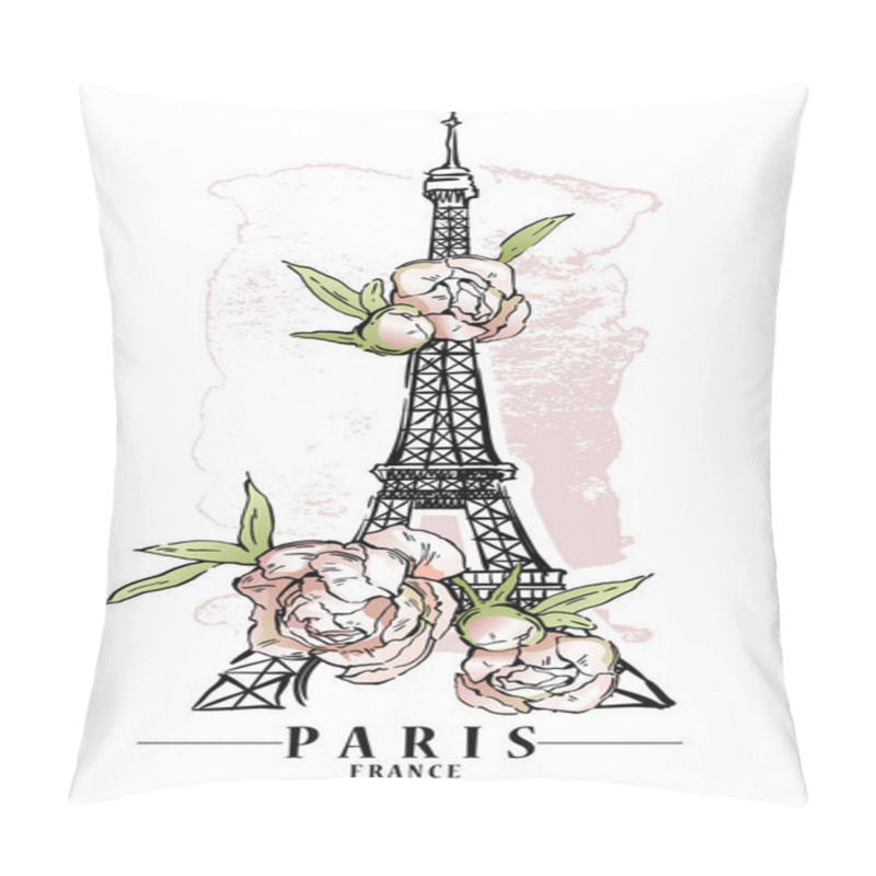 Personality  Paris Vector Illustration. Floral Backround, Vector Illustration. Pillow Covers