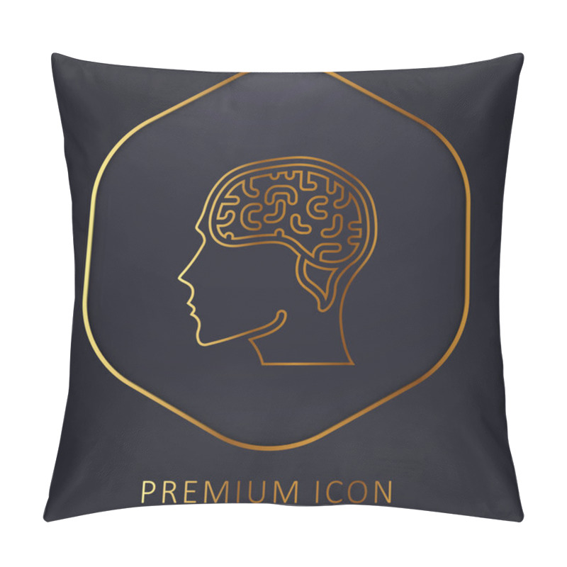 Personality  Brain Golden Line Premium Logo Or Icon Pillow Covers