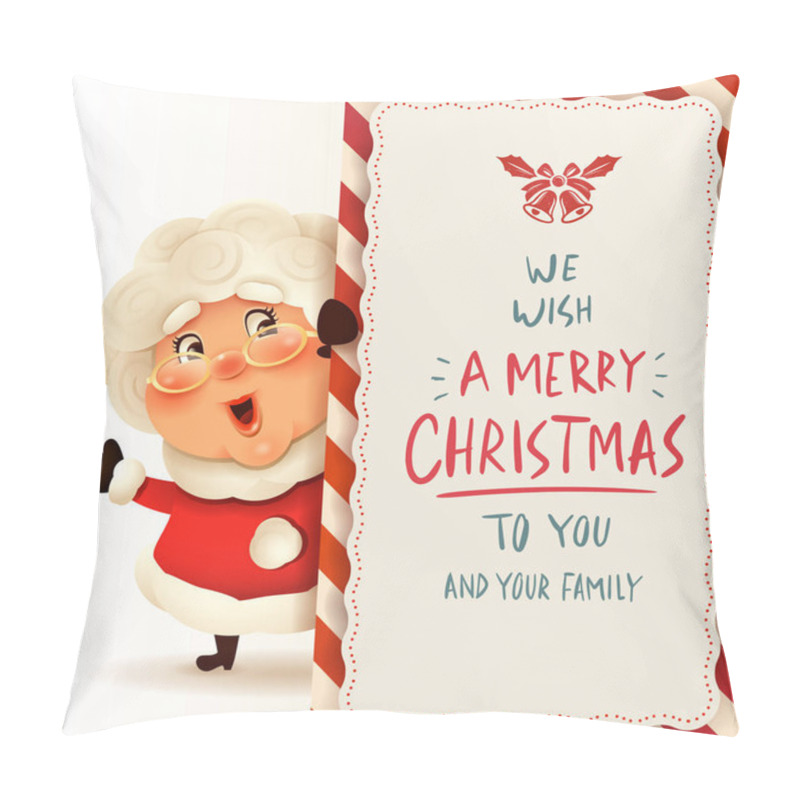 Personality  Mrs.Claus With Big Signboard. Pillow Covers