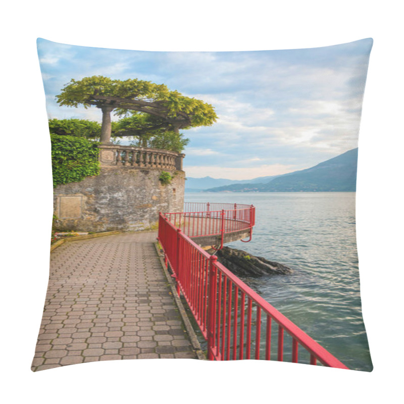 Personality  Holidays In Italy - A View Of The Most  Beautiful Lake In Italy, Varenna, Lago Di Como. Evening Time. Pillow Covers