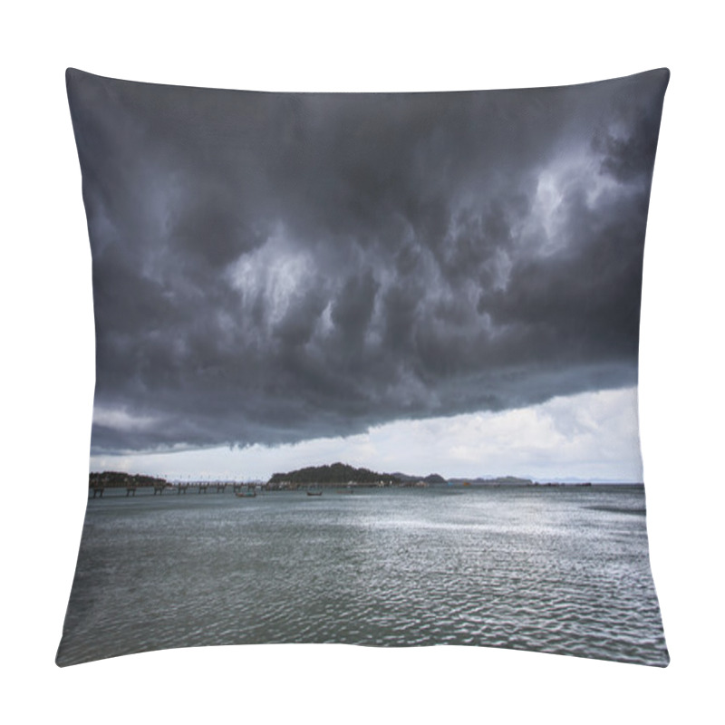 Personality  Dark Clouds Before Raining Over The Sea In Thailand Pillow Covers