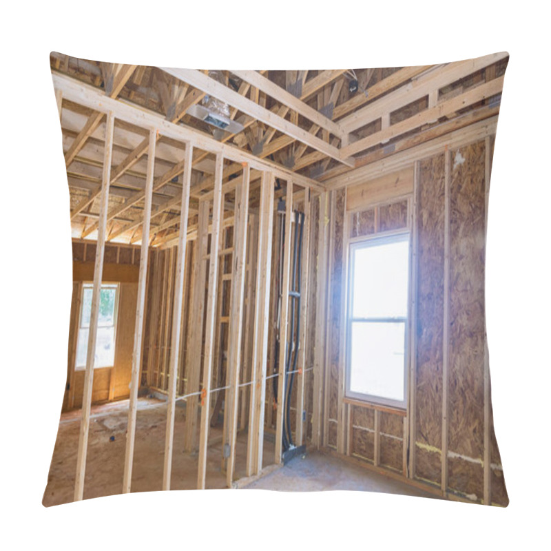 Personality  New Home Unfinished Construction With Support Beams Stick Trusses Framing Pillow Covers