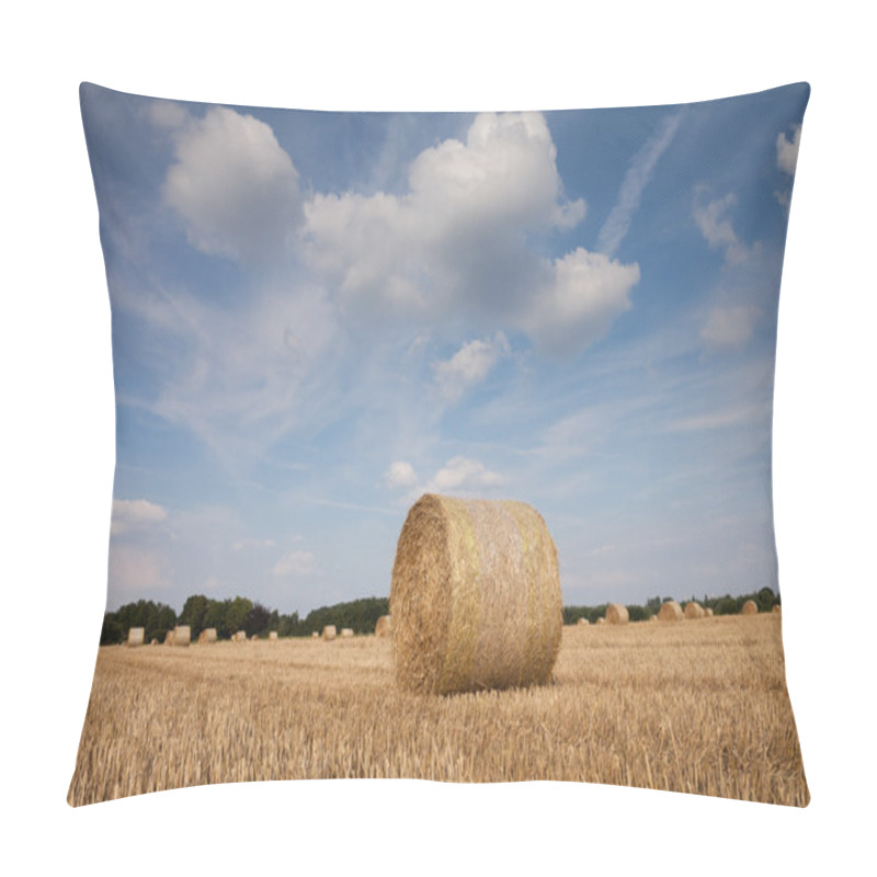 Personality  Germany, Harvested Field And Straw Bales Pillow Covers