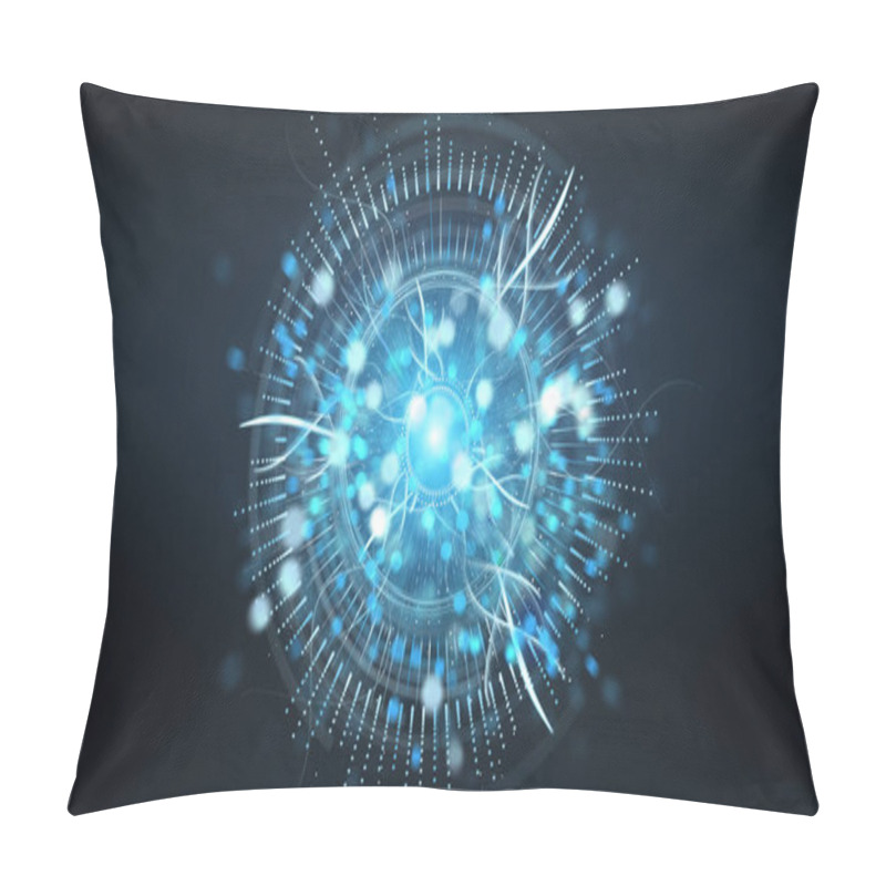 Personality  Digital Eye Surveillance Hologram On Blue Grey Background 3D Rendering Pillow Covers