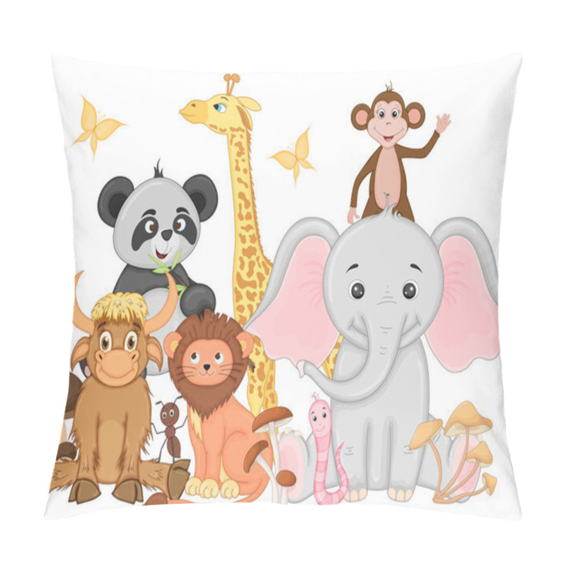 Personality  Vector Illustration Set Of Funny Exotic Animals Pillow Covers