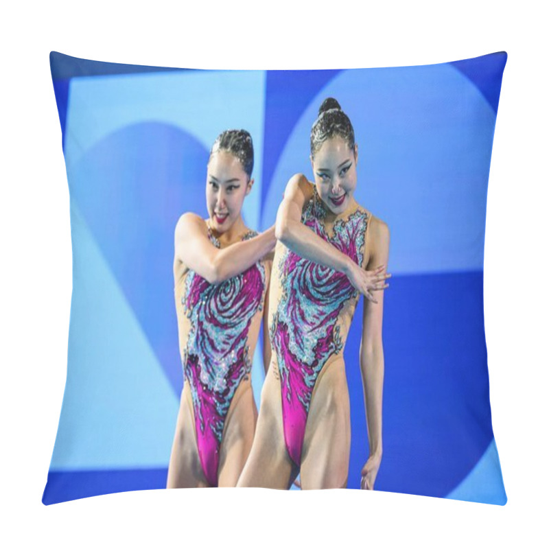 Personality  PARIS, FRANCE - 9 AUGUST, 2024: HUR Yoonseo, LEE Riyoung, The Artistic Swimming, Duet, Technical Routine, Artistic Swimming, Duet, Technical Routine, The Paris 2024 Olympic Games At Aquatics Centre Pillow Covers