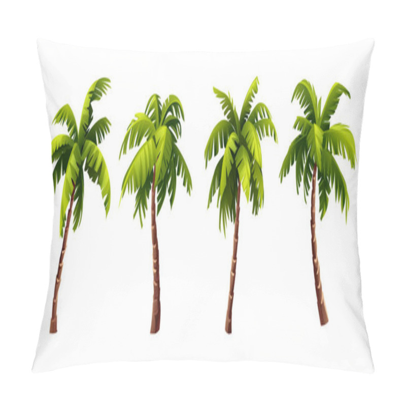 Personality  Set Of Coconut Palm Tree. Vector Cartoon Illustration Pillow Covers