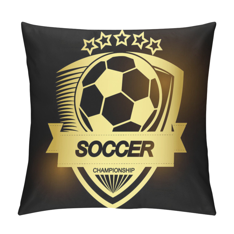 Personality  Illustration Of Golden Soccer Symbol Or Label And Logo Pillow Covers