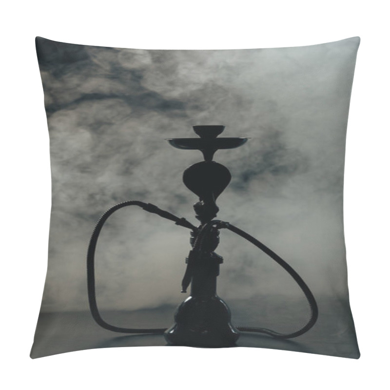 Personality  Black Hookah Stem And Hose In Grey Smoke Pillow Covers