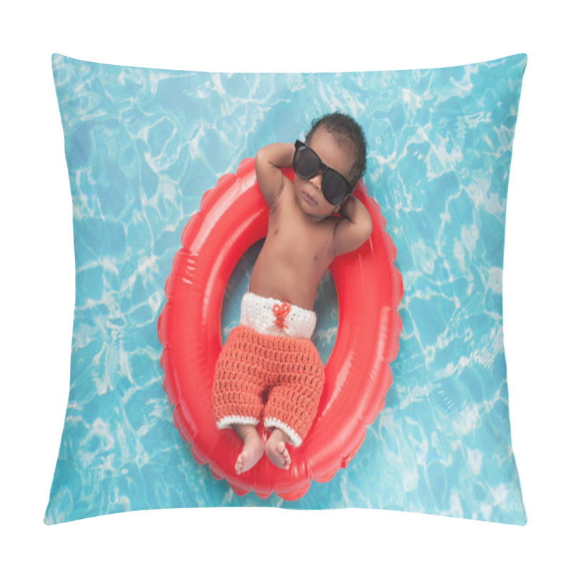 Personality  Newborn Baby Boy Floating On A Swim Ring Pillow Covers