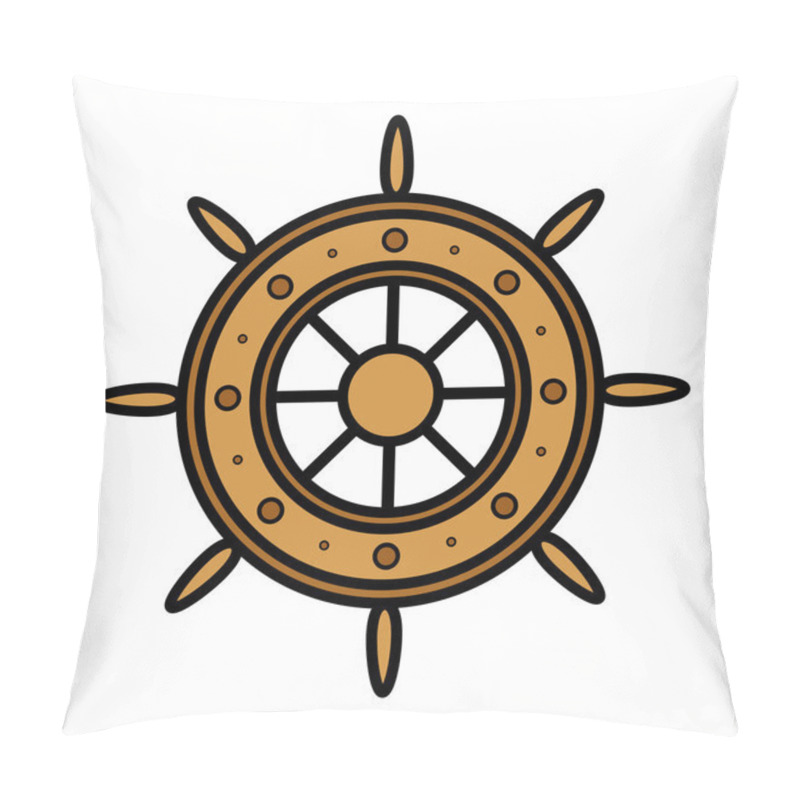 Personality  Old Ship Wheel - Vector Illustration Pillow Covers