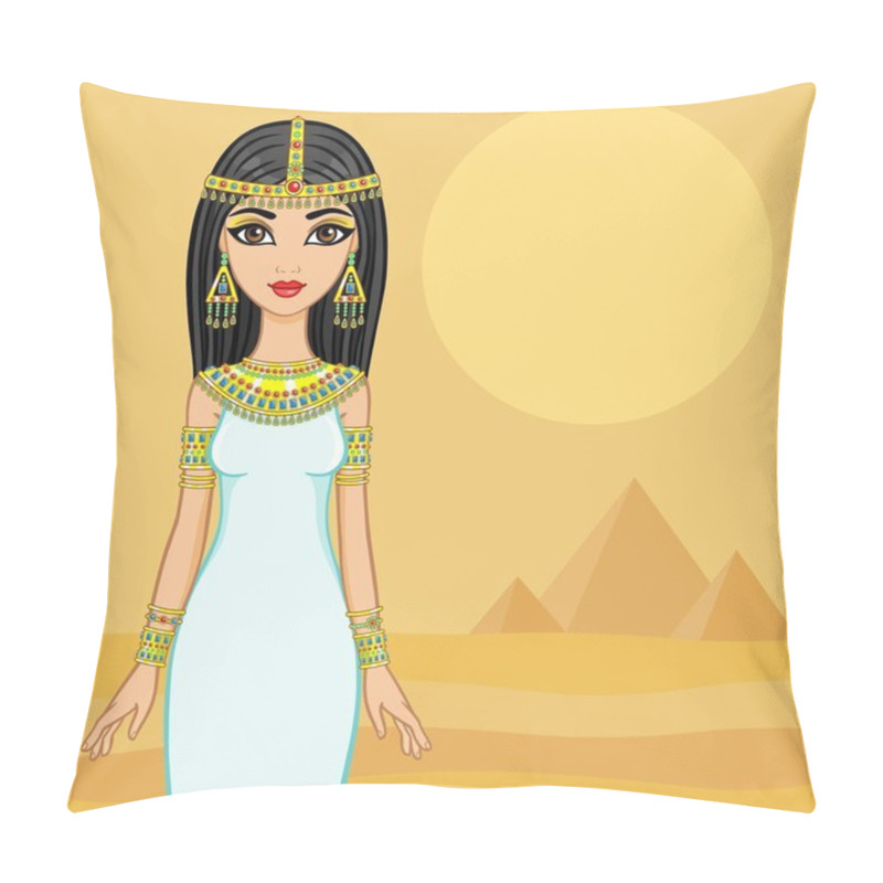 Personality  Egyptian Princess In The Desert With Ancient Pyramids. Pillow Covers