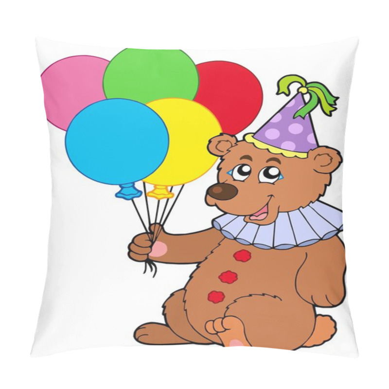 Personality  Clown Bear With Balloons Pillow Covers