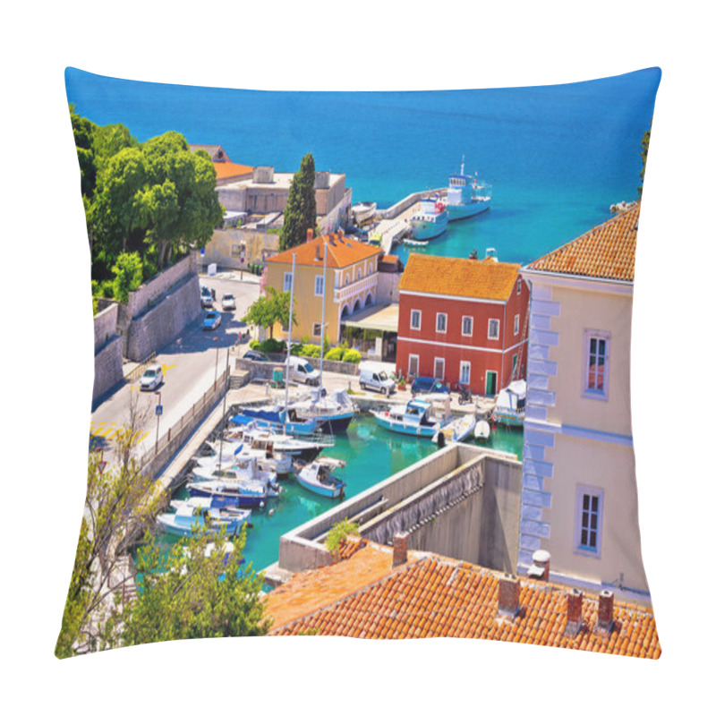 Personality  Famous Fosa Harbor In Zadar Aerial View Pillow Covers